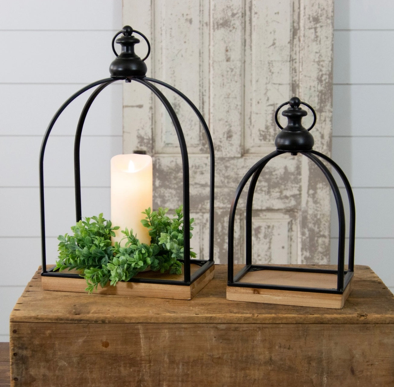 Decorative Metal and Wood Lantern