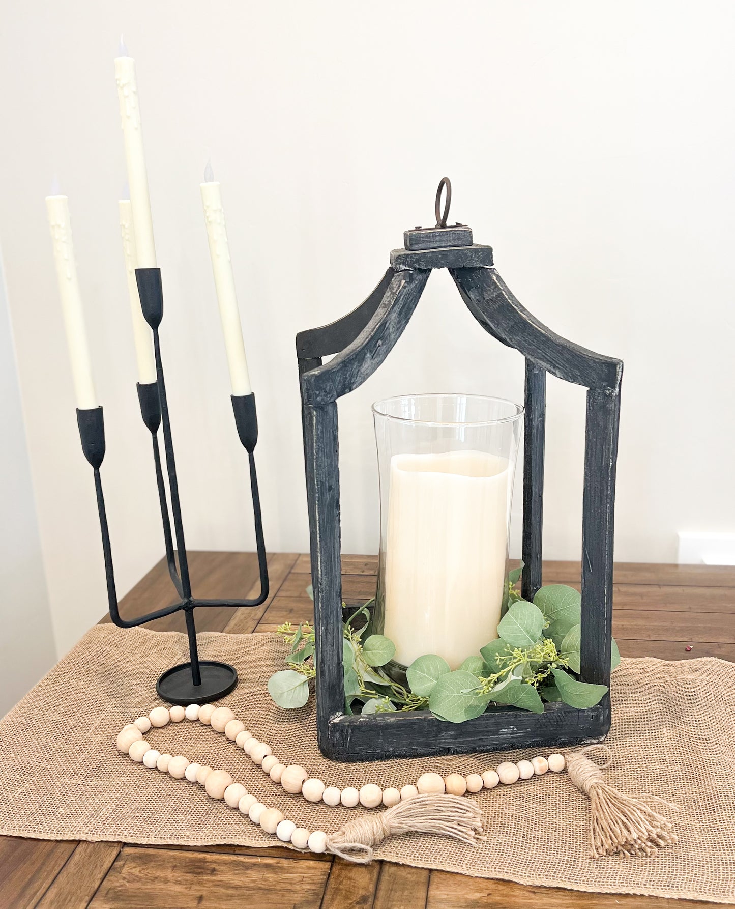 Black Farmhouse Wood Lantern