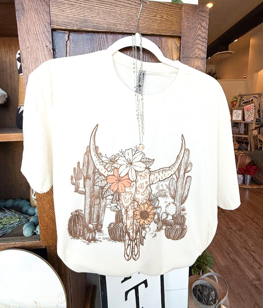 Floral Desert Skull Graphic Tee