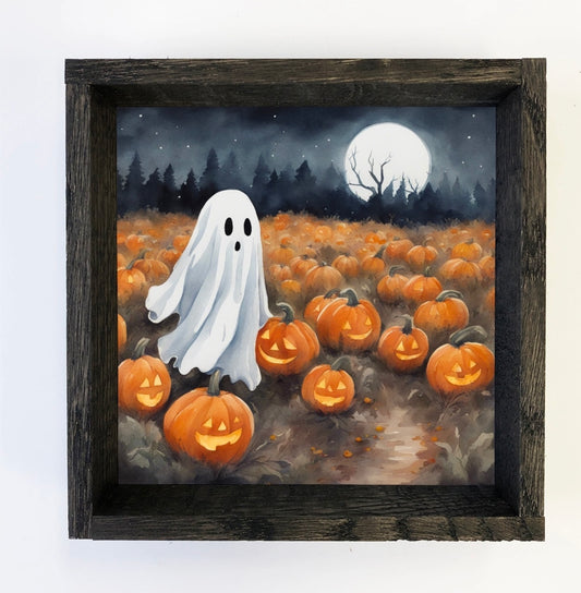 Pumpkin Patch Ghost Framed Print